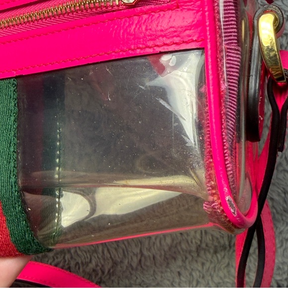 Authentic Gucci Ophidia Mini Transparent Crossbody Bag in Fluorescent Pink - Picture 5 of 15